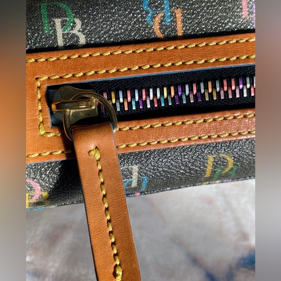 Vintage Y2K Dooney & Bourke Rainbow Monogram Mini Bowler Handbag w/ Heart Charm - Picture 5 of 17